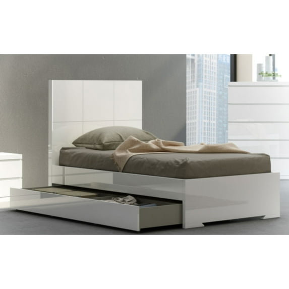 Anna Twin Trundle Bed with Dividers for Storage-Finish:White