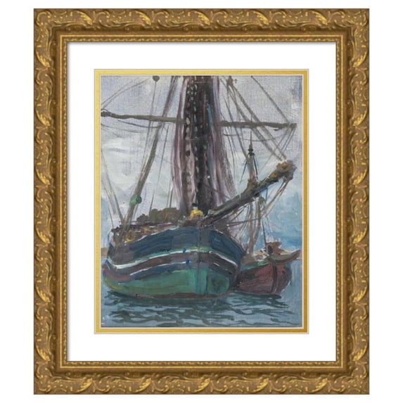 Anna Boberg 12x14 Gold Ornate Wood Frame and Double Matted Museum Art Print Titled - Fog Rising from the Sea. Study from Lofote (1907)