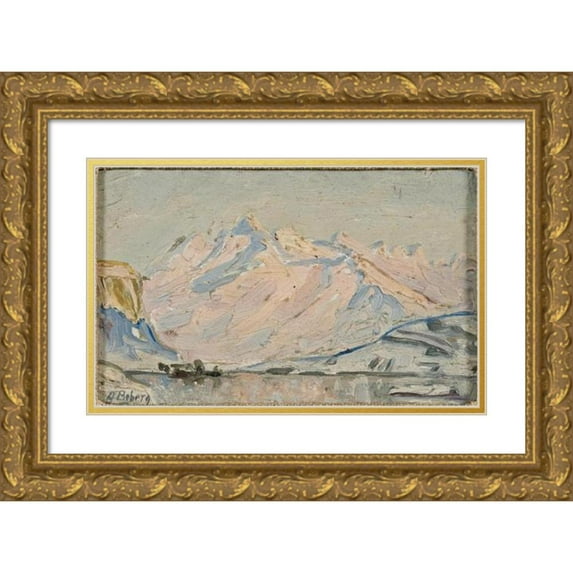 Anna Boberg 14x11 Gold Ornate Wood Frame and Double Matted Museum Art Print Titled - The Sun Over Lofoten. Study (1920)
