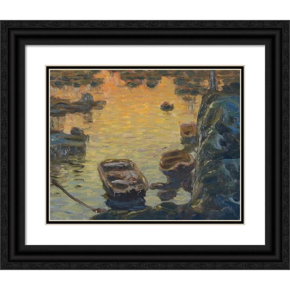Anna Boberg 14x12 Black Ornate Wood Framed Double Matted Museum Art Print Titled: A Spring Night During the Fishing Season (1910)