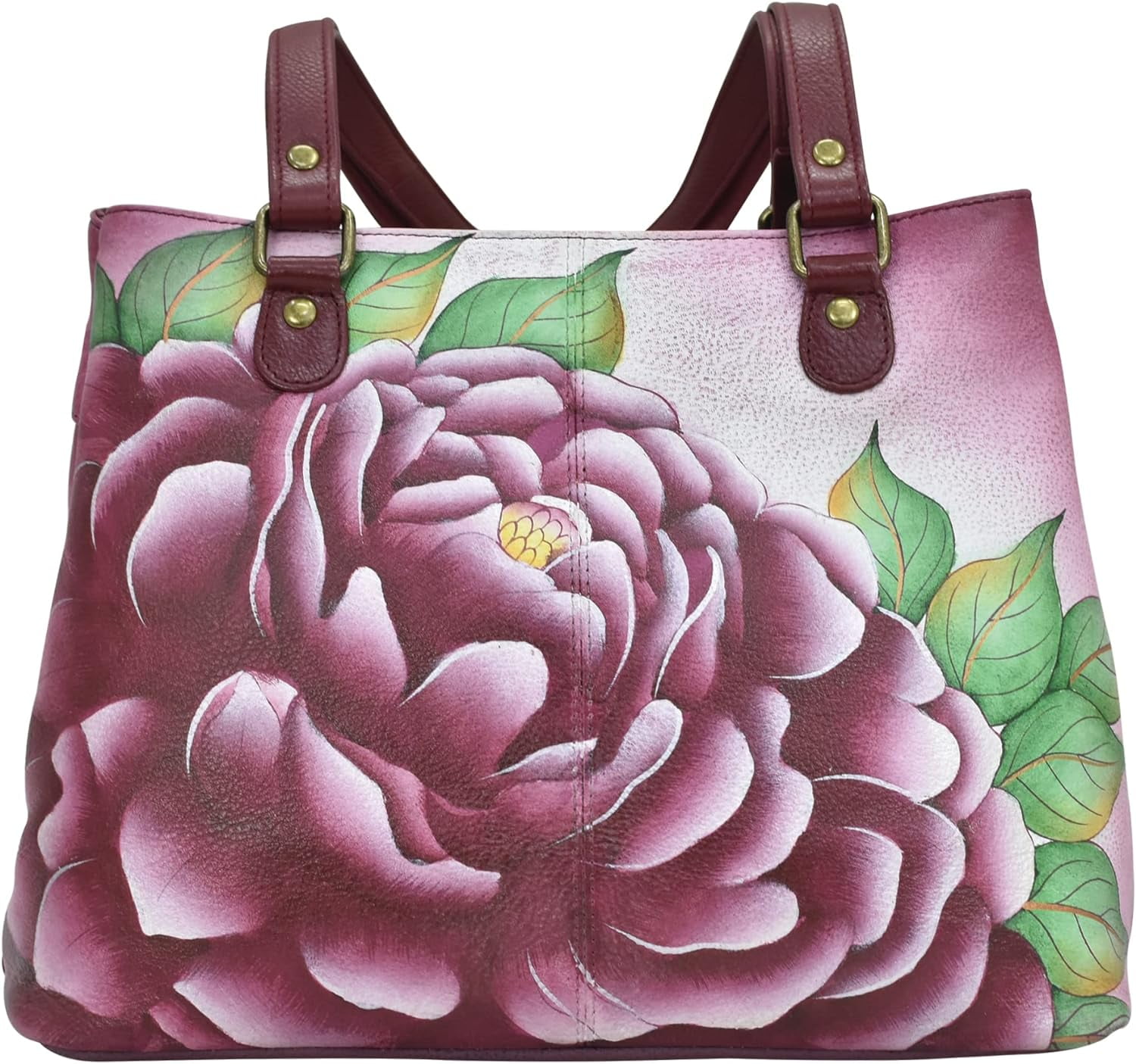 Anna by Anuschka womens Genuineleatherslim Organizer Hand-painted Original Artwork Shoulder Handbag, Rose Butterfly, One Size US