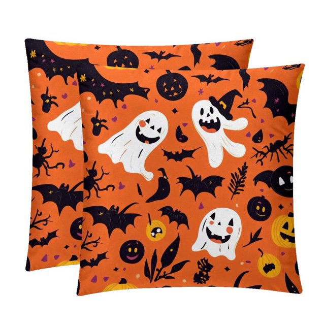 Anna Cowper Square Velvet Throw Pillow Covers Set 18" x 18" Halloween