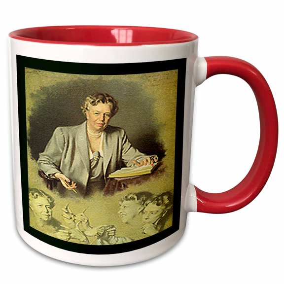 3drose, Anna Eleanor Roosevelt Portrait, 11oz Two-tone Red Mug