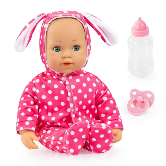 Anna First Words 15" Baby Doll in Bunny Pink & White Polka Dot Onesie
