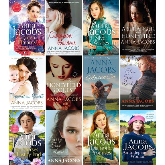 Anna Jacobs Collection 12 Books Set (Elm Tree Road, An Independent Woman, Diamond Promises, Moving On, A Stranger in Honeyfield and More)