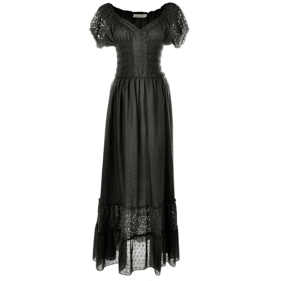 Anna-Kaci Summer Women Renaissance Peasant Maiden Boho Inspired Cap Sleeve Lace Trim Dress