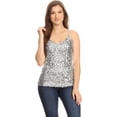 thumbnail image 1 of Anna-Kaci Womens Shimmer Sequins Club Spaghetti Strap Camisole Vest Tank Tops X-Large Silver, 1 of 6