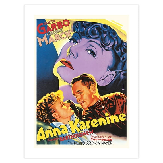 Anna Karenine - Starring Greta Garbo and Frederic March - Vintage Film Movie Poster by Dori c.1935 - Fine Art Matte Paper Print (Unframed) 24x32in