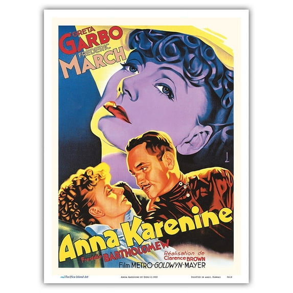 Anna Karenine - Starring Greta Garbo and Frederic March - Vintage Film Movie Poster by Dori c.1935 - Master Art Print (Unframed) 9in x 12in