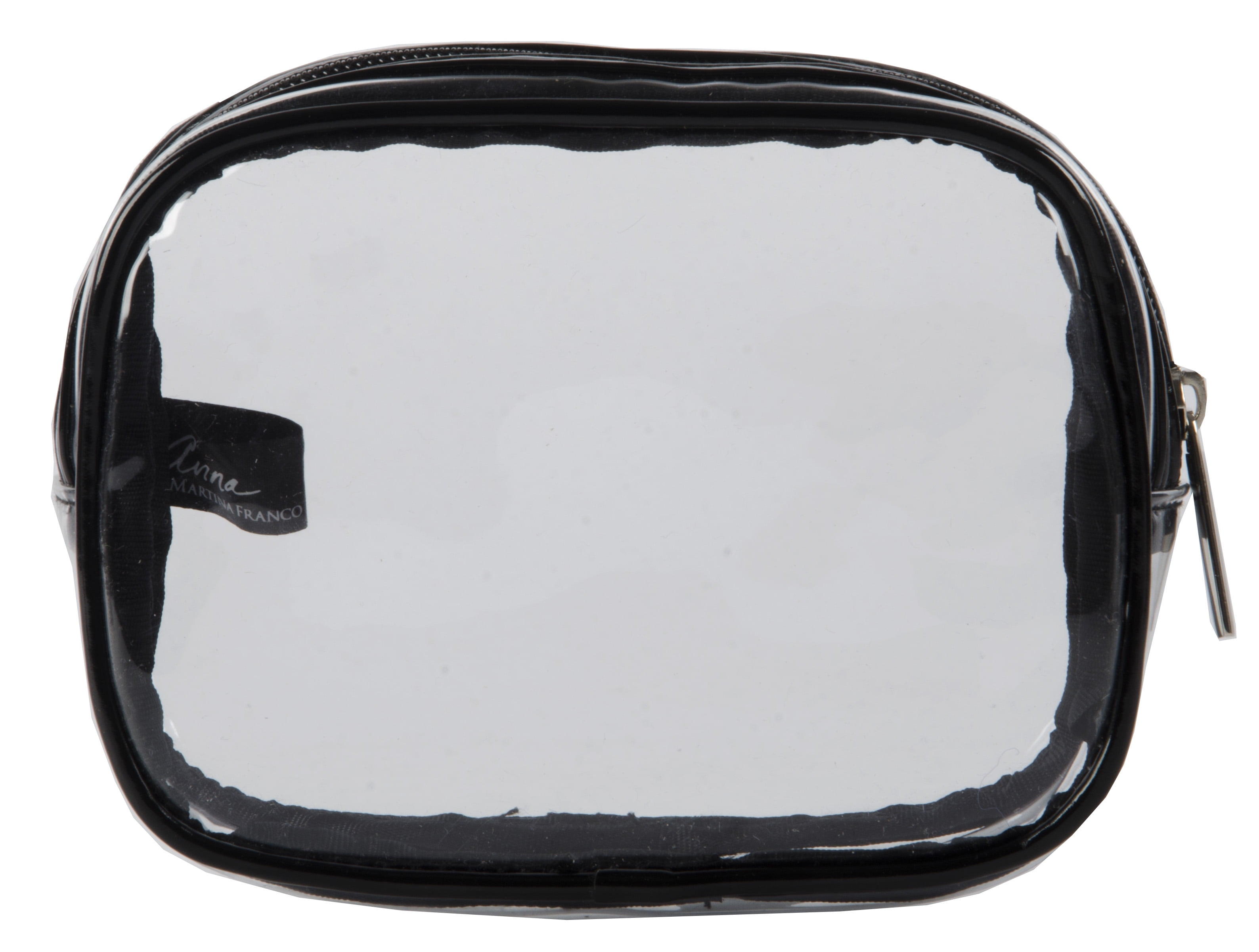 Anna Martina Franco Small Square Top Zip Cosmetic Bag, Clear & Black