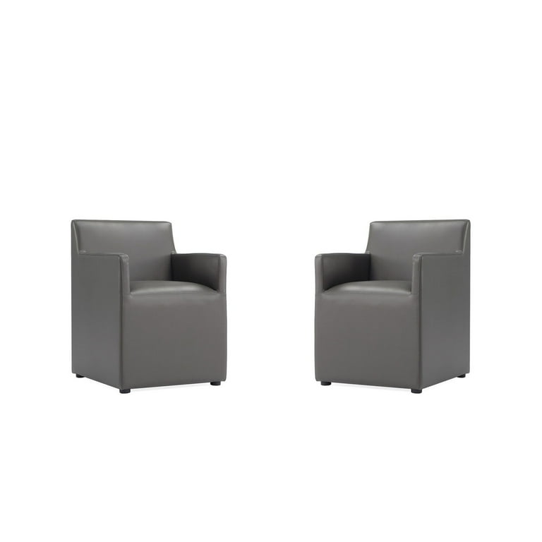 Manhattan Comfort Modern Edra Leatherette Dining Armchair in Black - Set of 2 Manhattan Comfort Modern Edra Leatherette Dining Armchair in Black - Set of 2