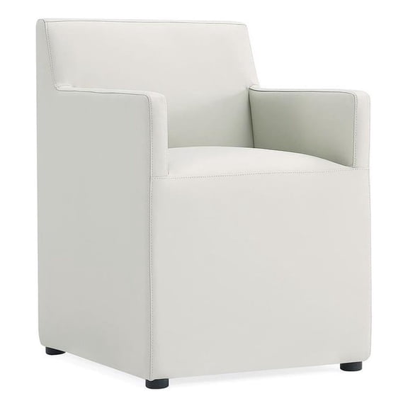 Manhattan Comfort Anna 19.69" Square Faux Leather Dining Armchair in Stone