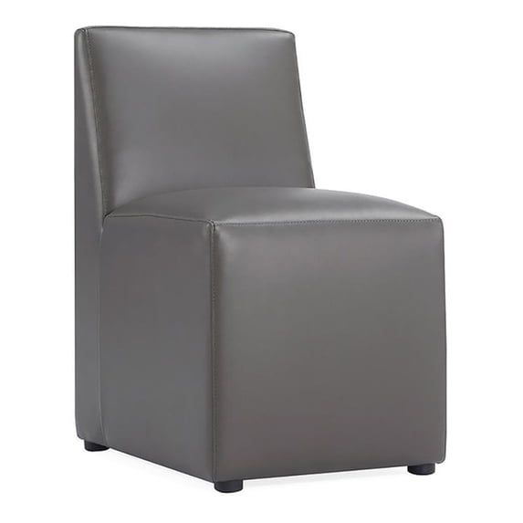 Manhattan Comfort Anna 19.69" Square Faux Leather Dining Chair in Pewter