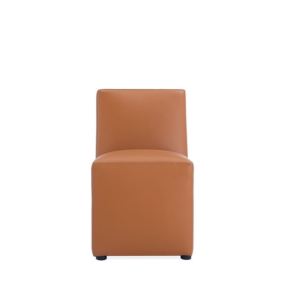 Manhattan Comfort Anna 19.69" Square Faux Leather Dining Chair in Saddle Brown