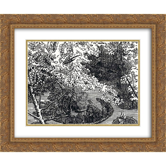 Anna Ostroumova Lebedeva 2x Matted 24x20 Gold Ornate Framed Art Print 'In the park'