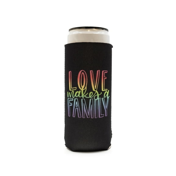 Anna Parade Love Makes a Family Slim Can Cooler Sleeve, Neoprene 12oz, Multicolor