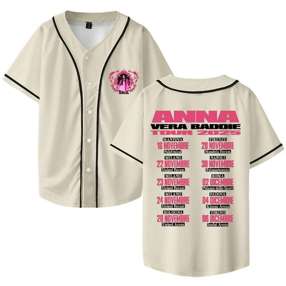 Anna Pepe Vera Baddie Tour 2025 Merch Baseball Jersey Shirt V-Neck Women Men Short Sleeve Streetwear Clothes