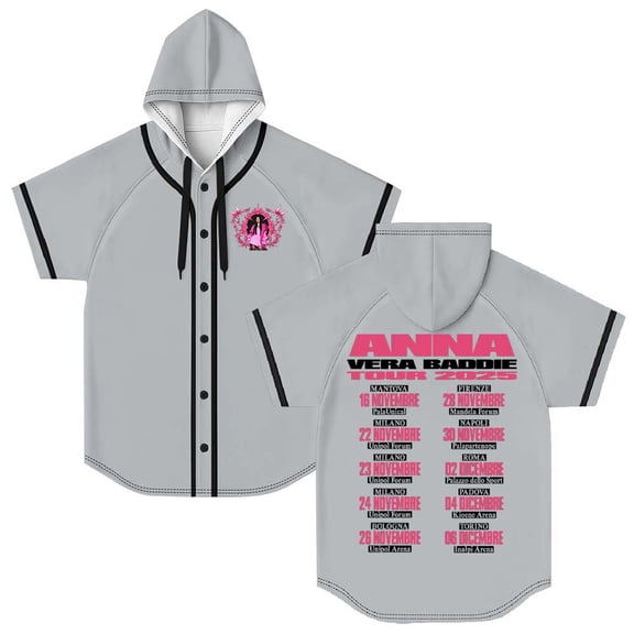 Anna Pepe Vera Baddie Tour 2025 Merch Hooded Baseball Jersey Short Sleeve Shirt Women Men Crewneck Tee