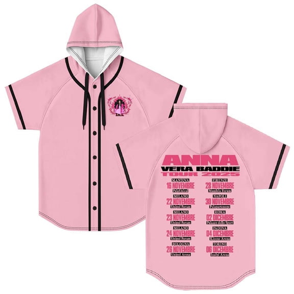 Anna Pepe Vera Baddie Tour 2025 Merch Hooded Baseball Jersey Short Sleeve Shirt Women Men Crewneck Tee
