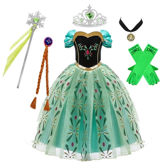 Anna Princess Dress Snow Queen Costume for Girls Birthday Party Halloween Christmas Cosplay Outfit Toddler Kids