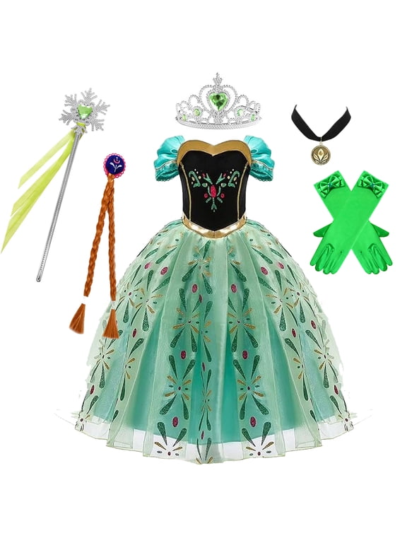 Anna Princess Dress Snow Queen Costume for Girls Birthday Party Halloween Christmas Cosplay Outfit Toddler Kids