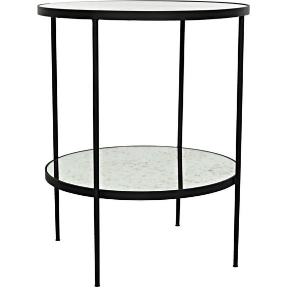 Anna Side Table with Antique Glass Top-Noir