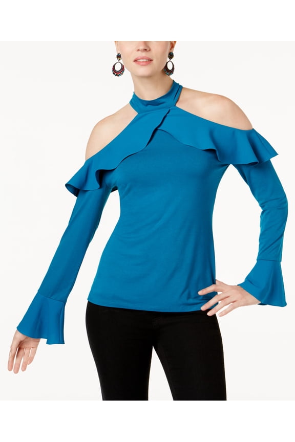 Anna Sui Loves INC International Concepts Cold Shoulder Top True Teal 2XL