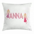 thumbnail image 1 of Anna Throw Pillow Cushion Cover, Traditional Nursery Themed Lettering with Colorful Dots with Fairies Female Children, Decorative Square Accent Pillow Case, 16 X 16 Inches, Multicolor, by Ambesonne, 1 of 2