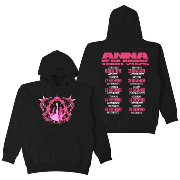 Anna Vera & Anna Pepe Baddie Tour 2025 Inspired Print Fleece Lined Pullover Hoodie - Unisex Oversized Long Sleeve Fall & Winter