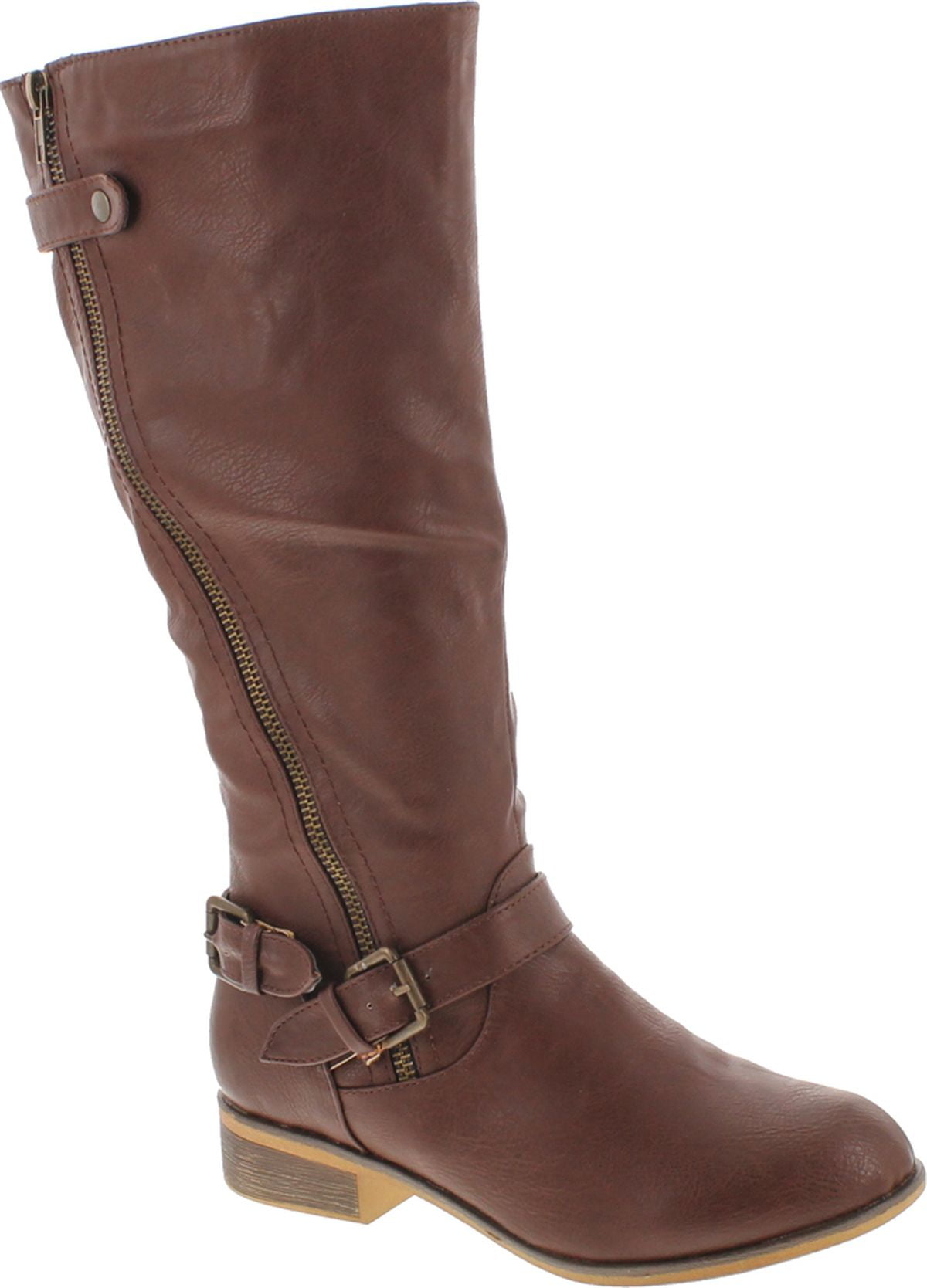 Anna Womens Juno-7 Fashion Buckle Side Zipper Combat Riding Knee