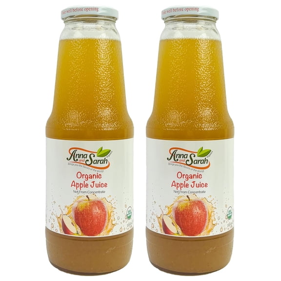 Anna and Sarah Organic Apple Juice - Glass Bottle, 33.8 Ounce
