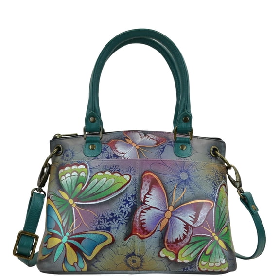 Anna by Anuschka Hand Painted Women’s Genuine Leather Small Satchel - Butterfly Paradise