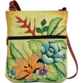 thumbnail image 1 of Anna by Anuschka Women's Hand-Painted Genuine Leather Slim Cross Shoulder Bag - Tropical Bouquet Yellow, 1 of 5