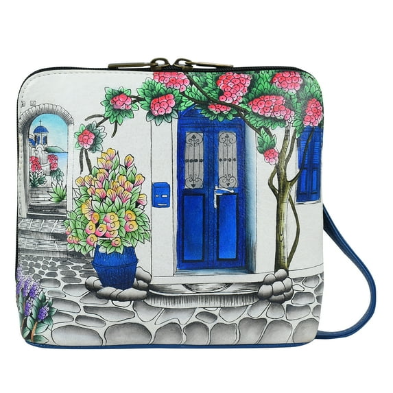 Anna by Anuschka Women's Original Hand-Painted Genuine Leather Small Zip Around Organizer - Magical Greece