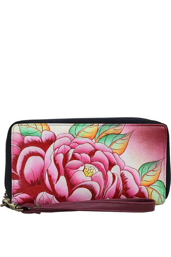 Zip-Around Clutch Wallet | Genuine Leather | Precious Peony,One Size Y101