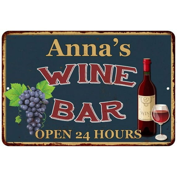 Anna's Green Wine Bar Sign Wall Decor 12 x 18 Matte Finish Metal 112180043043