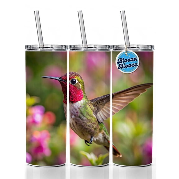 Anna's Hummingbird Backyard Bird 20oz Insulated Water Bottle Skinny Tumbler Includes Straw