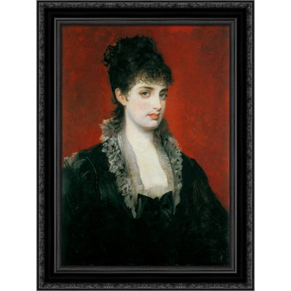 Anna von Waldberg 20x24 Black Ornate Wood Framed Canvas Art by Makart, Hans