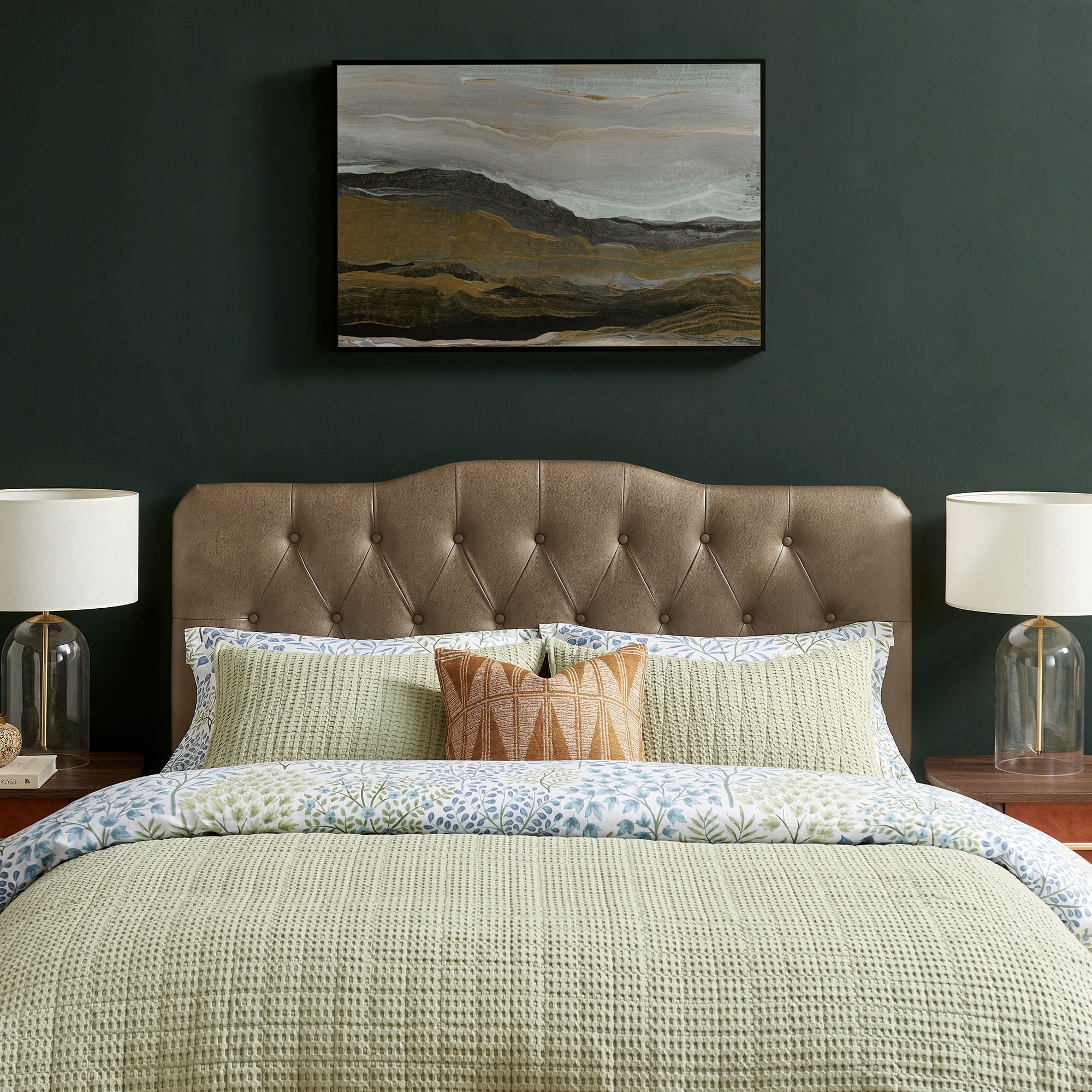 Annabel Faux Leather Queen Headboard in Mushroom