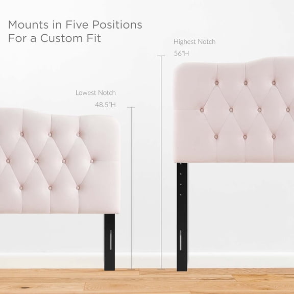 Annabel King Diamond Tufted Performance Velvet Headboard in Pink