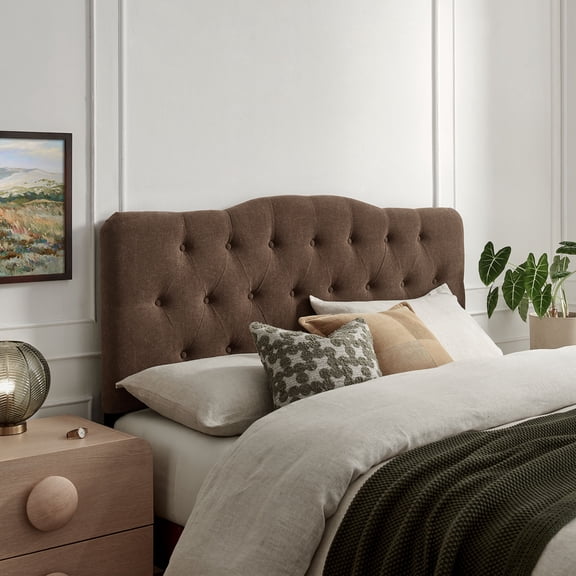Annabel Premium Linen Blend Full Headboard in Cocoa
