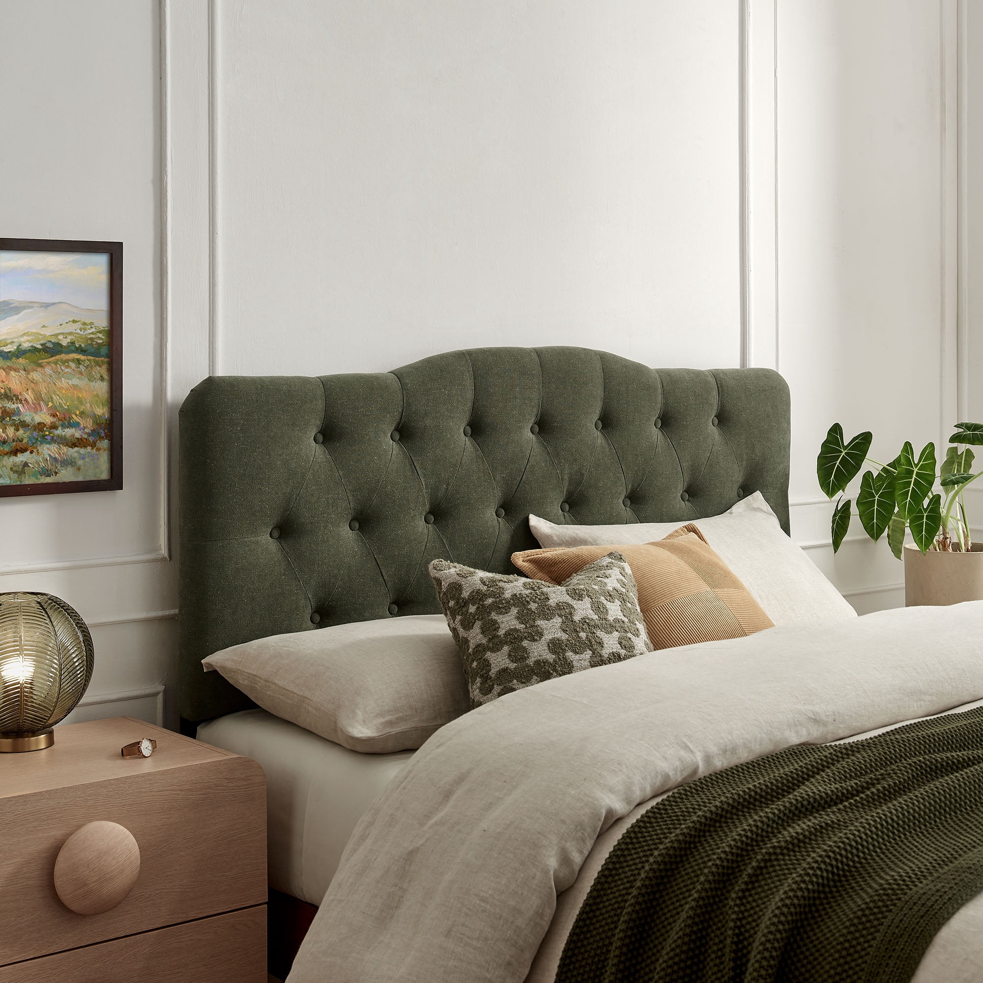 Annabel Premium Linen Blend Queen Headboard in Sage