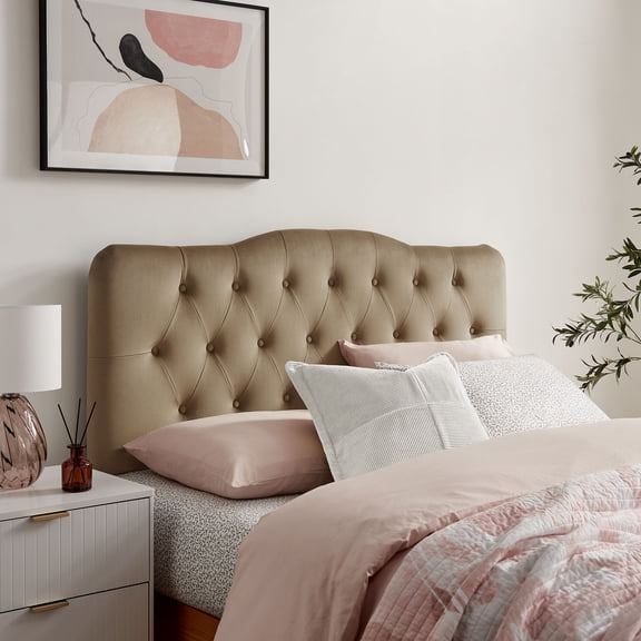Annabel Stain-Resistant Performance Velvet Full Headboard in Taupe