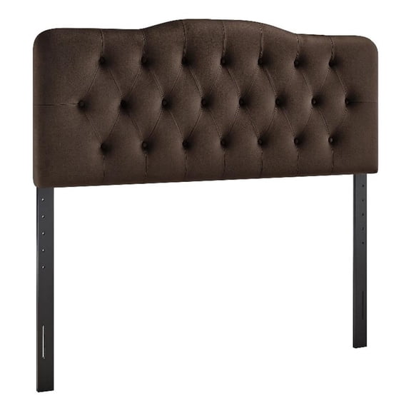 Annabel Stain-Resistant Performance Velvet Queen Headboard in Chocolate Brown