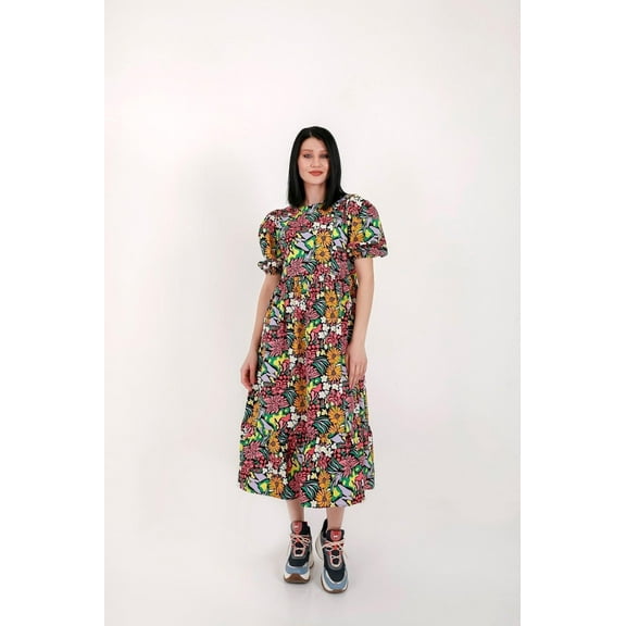 Annabella Midi Dress with Short Sleeves