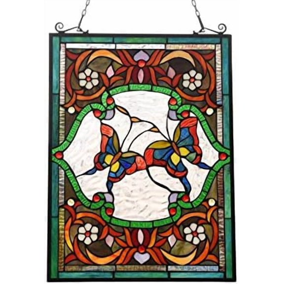 Annabella Tiffany-Style Animal Design 18" x 25" Stained Glass Window Panel, Multi-Colored$$Home Decor, Kitchen, & Other