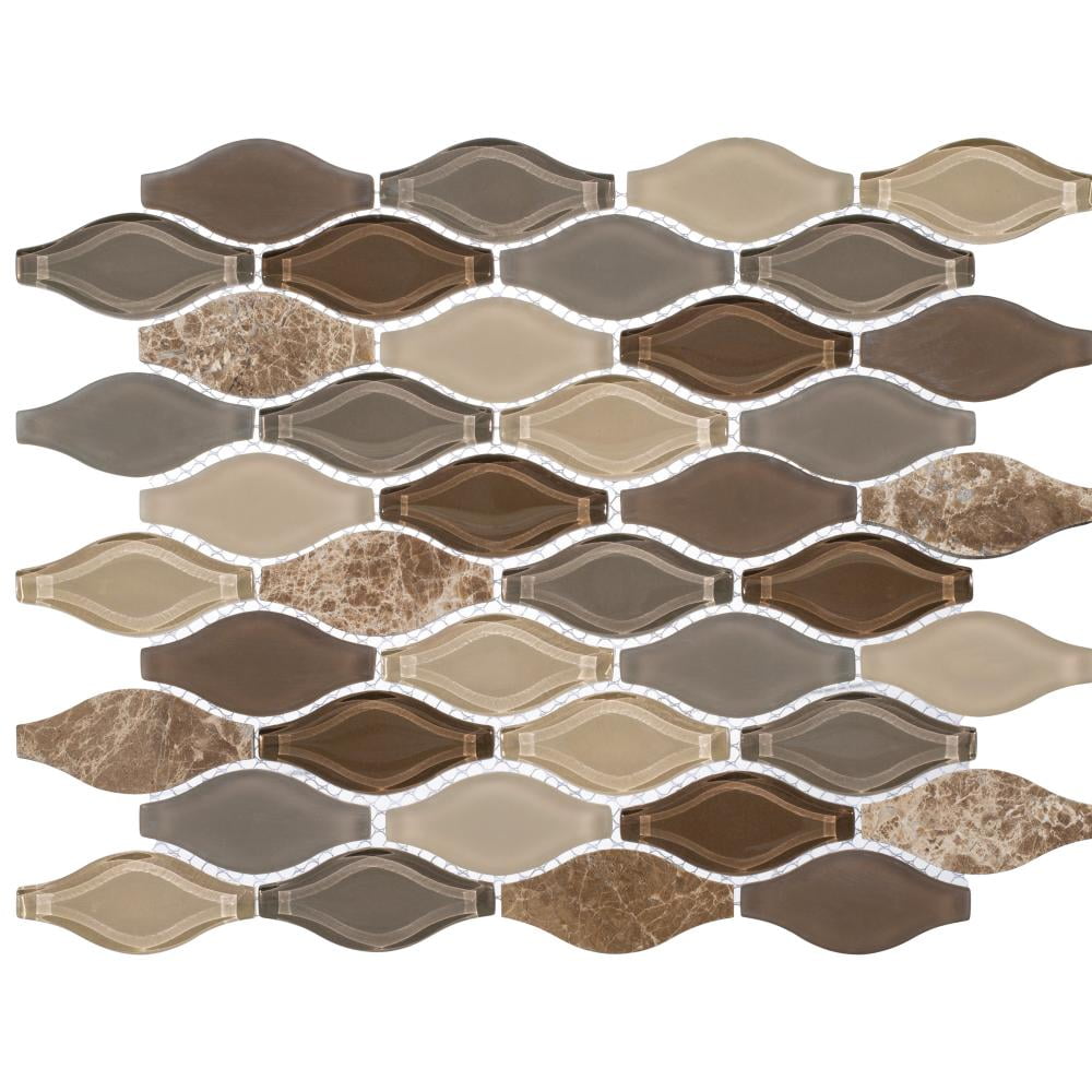 Annabelle Umber Glass and Stone Arabesque Mosaic Tile