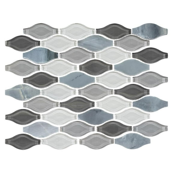 Annabelle Eaverly Grey Arabesque Polished Glass and Stone Wall and Floor Mosaic Tile