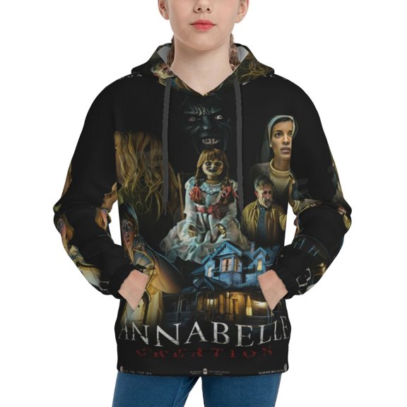 Annabelle Hoodie Lightweight Pullover Halloween Graphic Hooded Sweatshirt for Teens with Pocket Medium