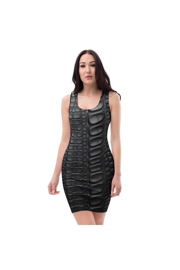 Annabelle Poly-Span Dress with Animal Print, Animal Print Poly Dress, Animal Dress